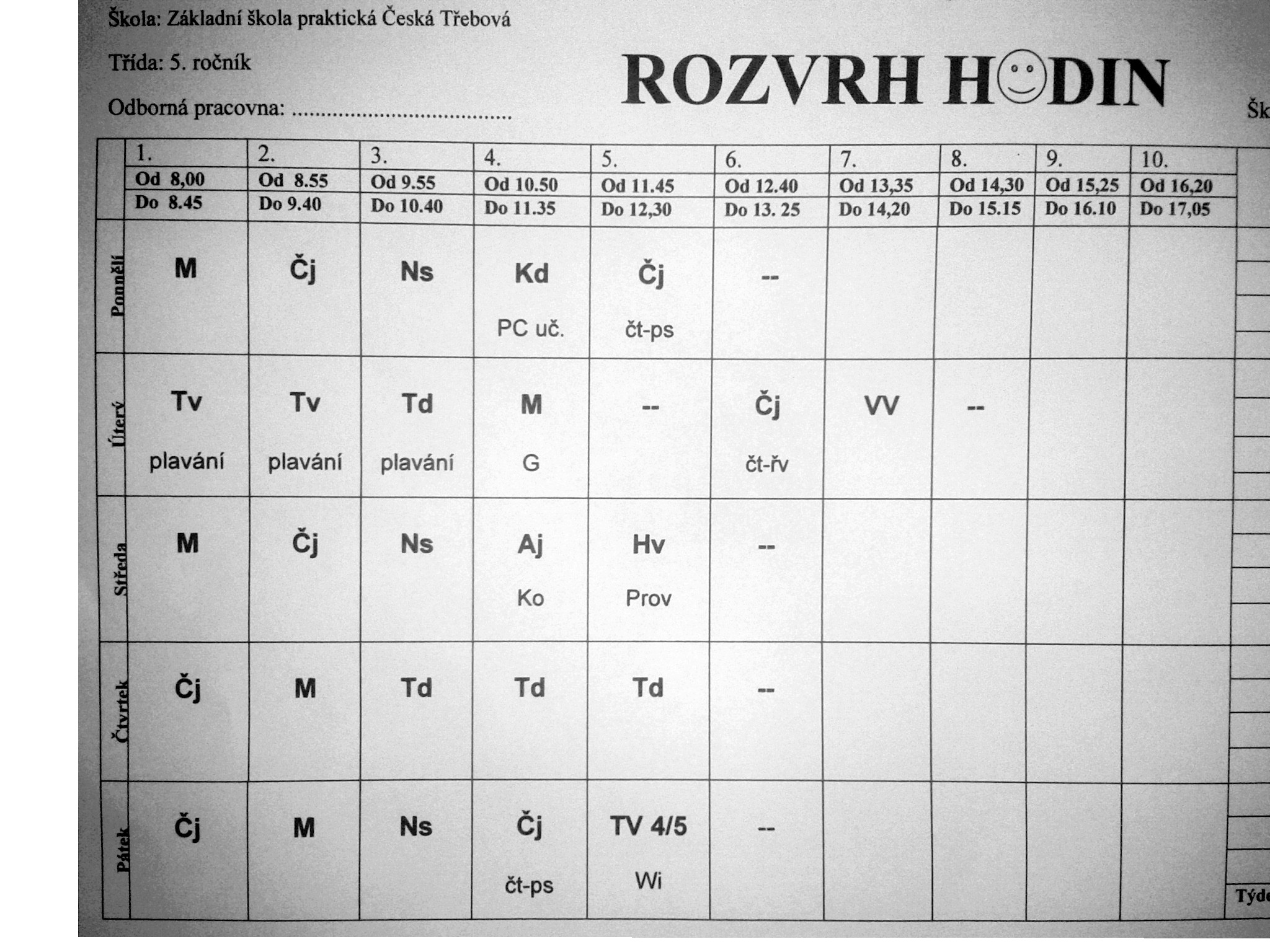 2012-03-20 Nový rozvrh